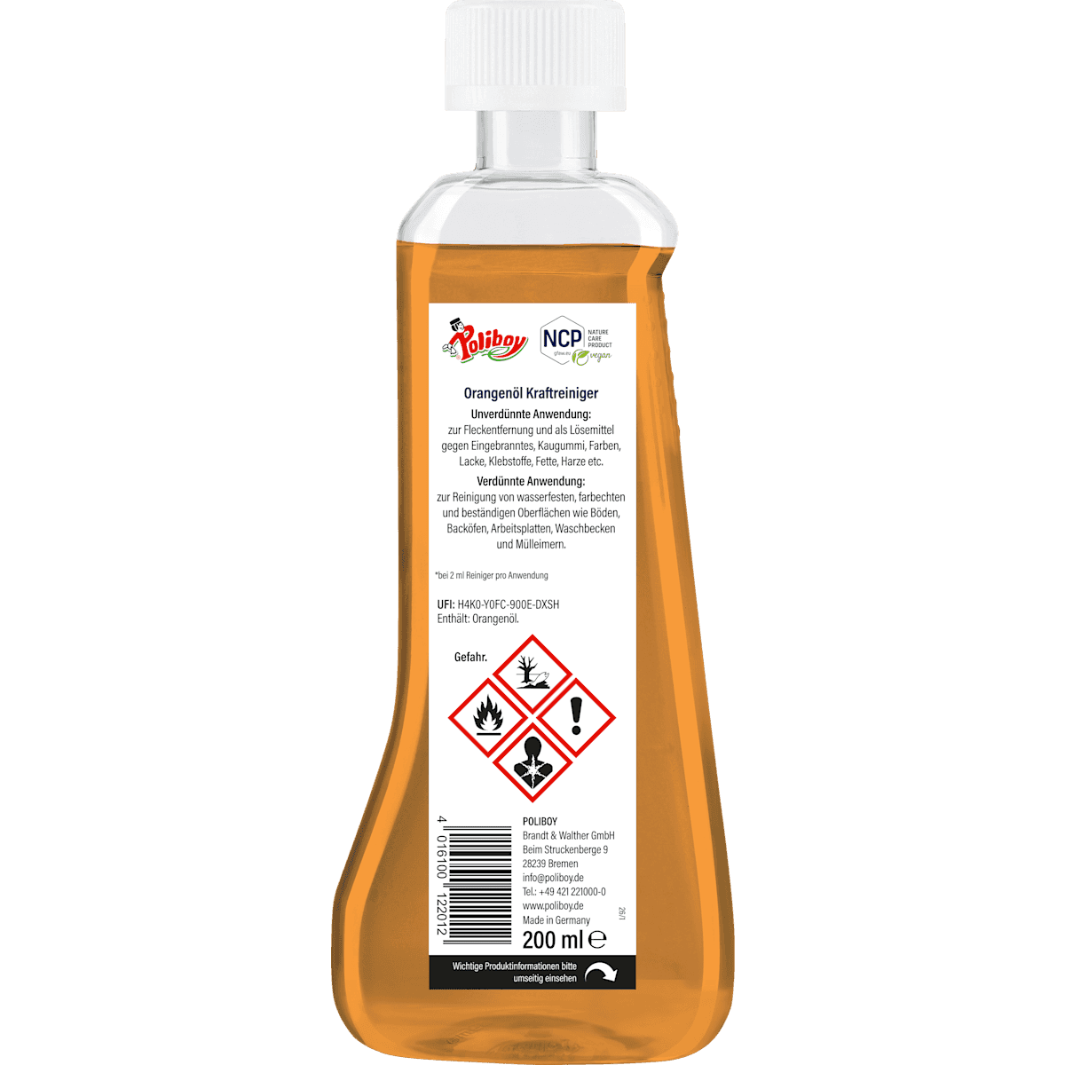 Poliboy oil d'orange Kraftreiniger, 200 ml (Poliboy Orangenöl Kraftreiniger, 200 ml) — authentic German product in Morocco