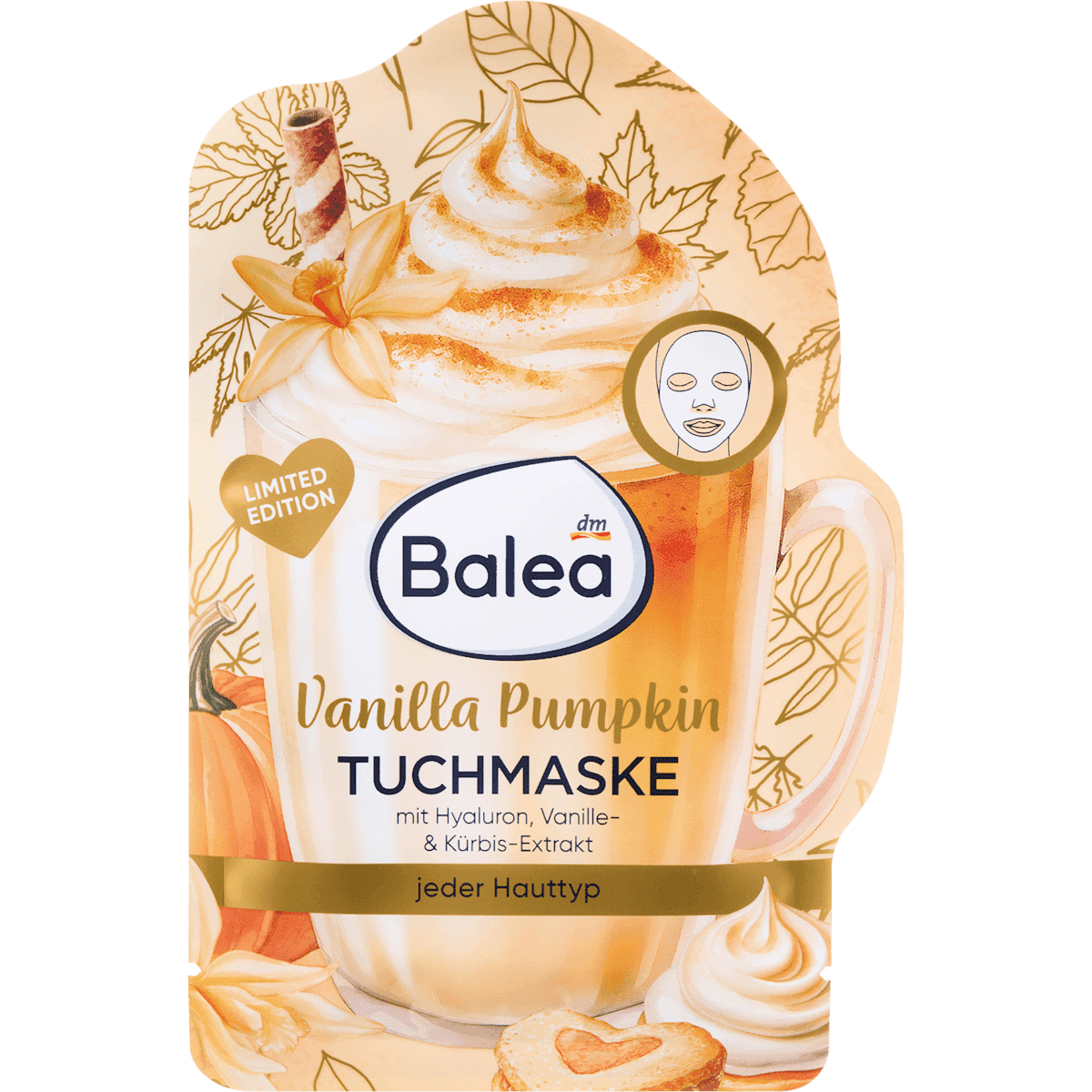 Balea masque tissu Vanilla Pumpkin, 1 pièce — produit allemand authentique au Maroc