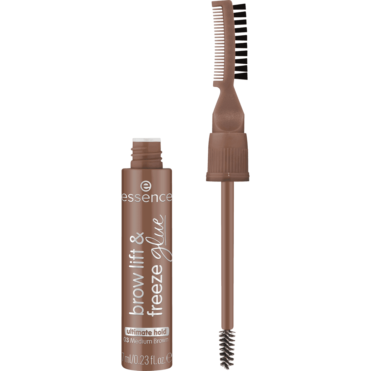 essence brow gel Brow Lift & Freeze glue 03 Medium Brown, 7 ml (essence Augenbrauengel Brow Lift & Freeze glue 03 Medium Brown, 7 ml) — authentic German product in Morocco