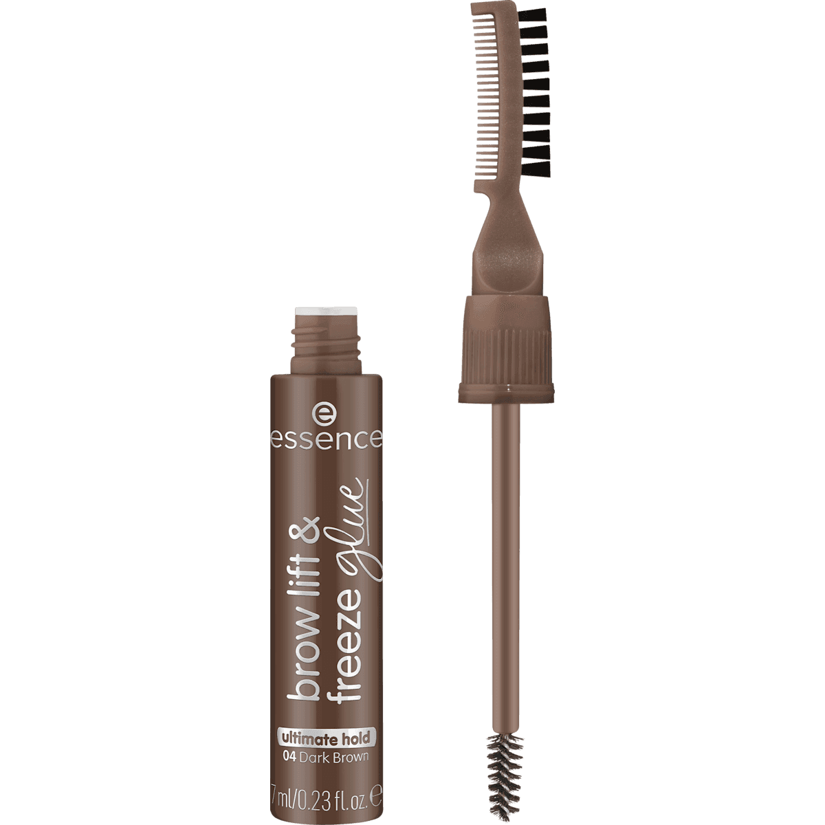 essence Gel à sourcils Brow Lift & Freeze Glue 04 Dark Brown, 7 ml (essence Augenbrauengel Brow Lift & Freeze Glue 04 Dark Brown, 7 ml) — produit allemand authentique au Maroc