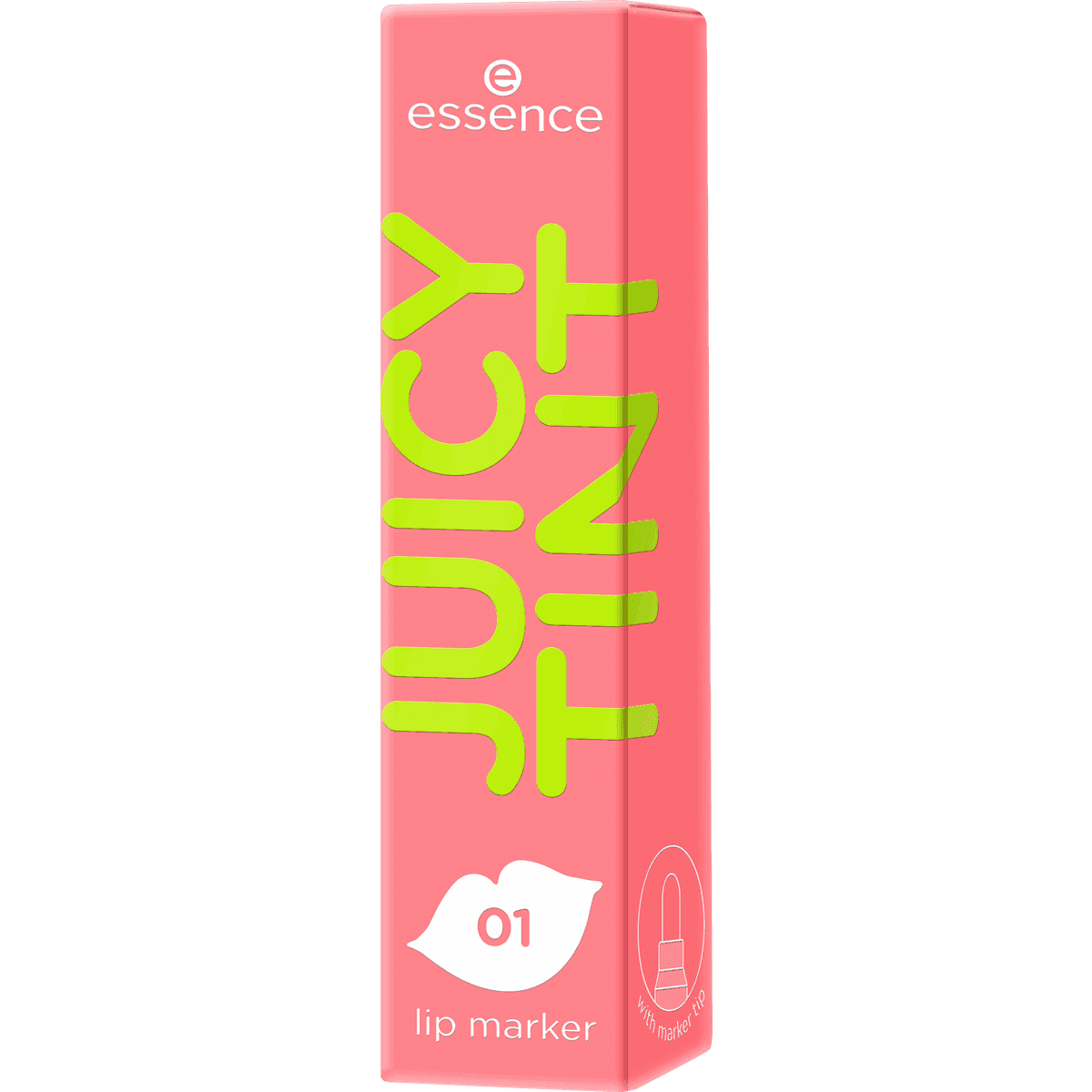 essence Marqueur lèvres Juicy Tint 01 Peach Pop, 3,5 ml (essence Lippen Marker Juicy Tint 01 Peach Pop, 3,5 ml) — produit allemand authentique au Maroc