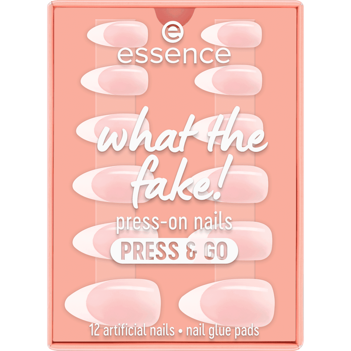 essence faux ongles What The Fake! Press & Go 01 French Nails, 12 pièces — produit allemand authentique au Maroc