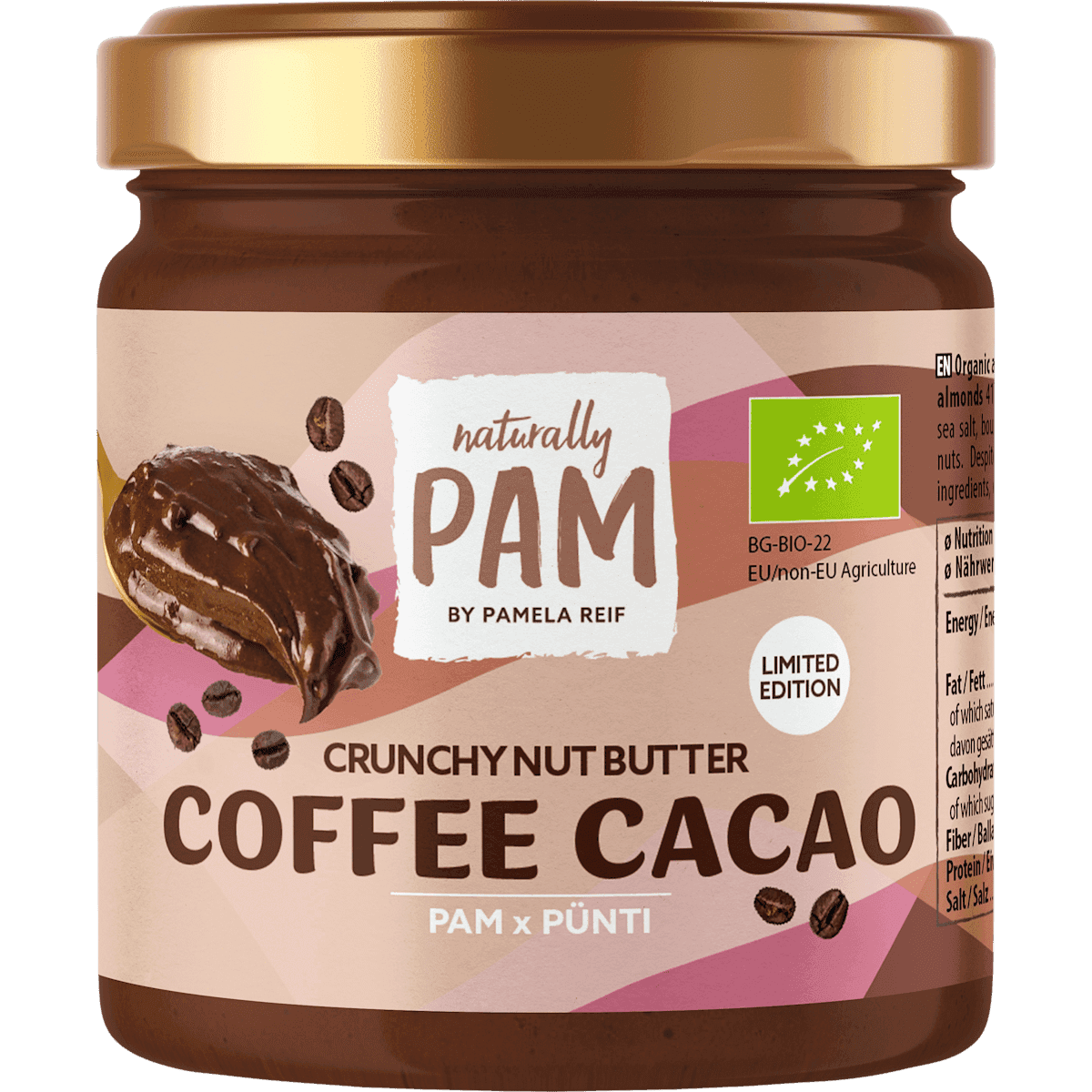 Naturally PAM Nussbutter, Crunchy Nut Butter Coffee Cacao, 200 g — produit allemand authentique au Maroc