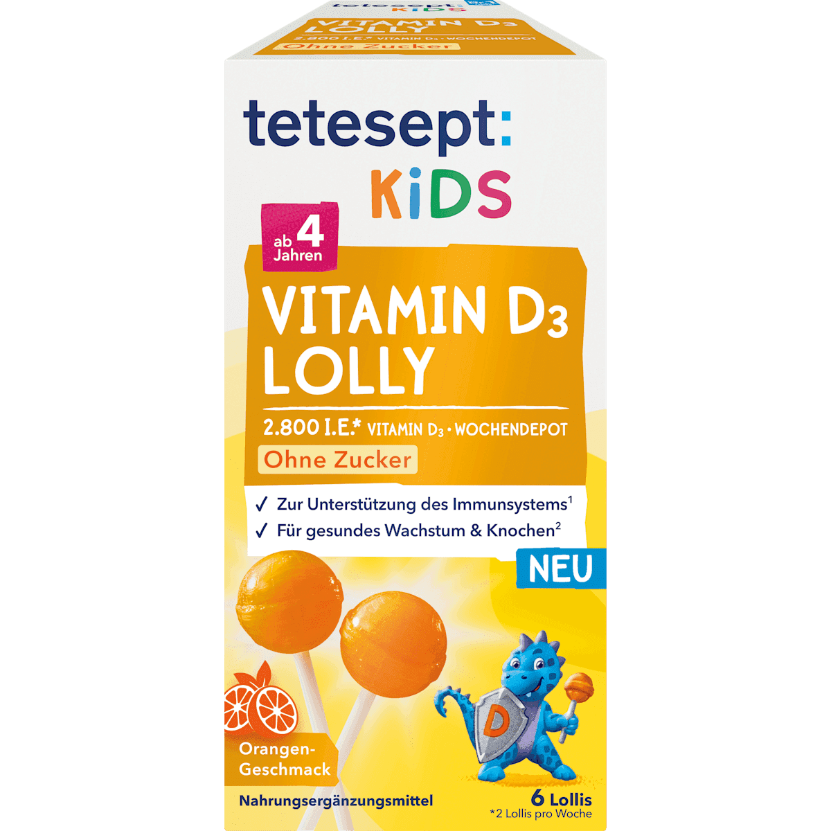 tetesept Kids Vitamine D3 Lolly 6 pièces, 48 g (tetesept Kids Vitamin D3 Lolly 6 St, 48 g) — produit allemand authentique au Maroc