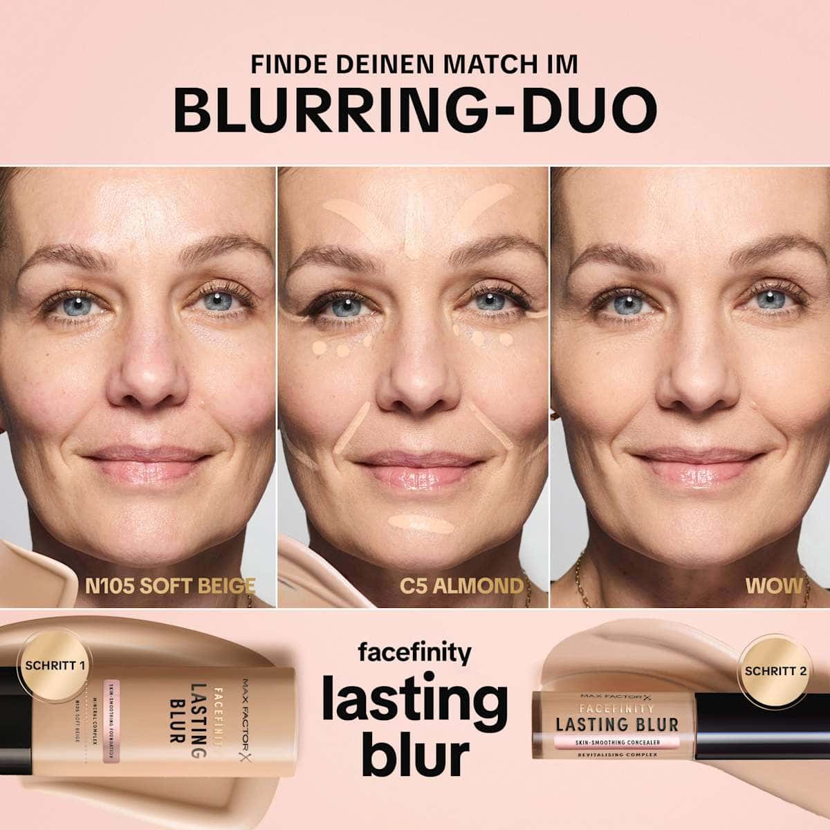 MAX FACTOR Facefinity Lasting Blur Foundation, C106 Natural Beige, 35 ml — منتج ألماني أصلي في المغرب