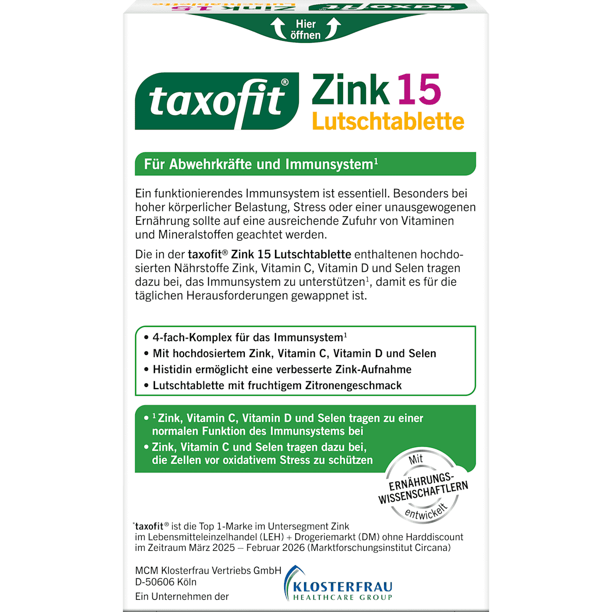 taxofit Zinc pastilles à sucer 20 pièces, 27 g (taxofit Zink Lutschtabletten 20 St, 27 g) — منتج ألماني أصلي في المغرب