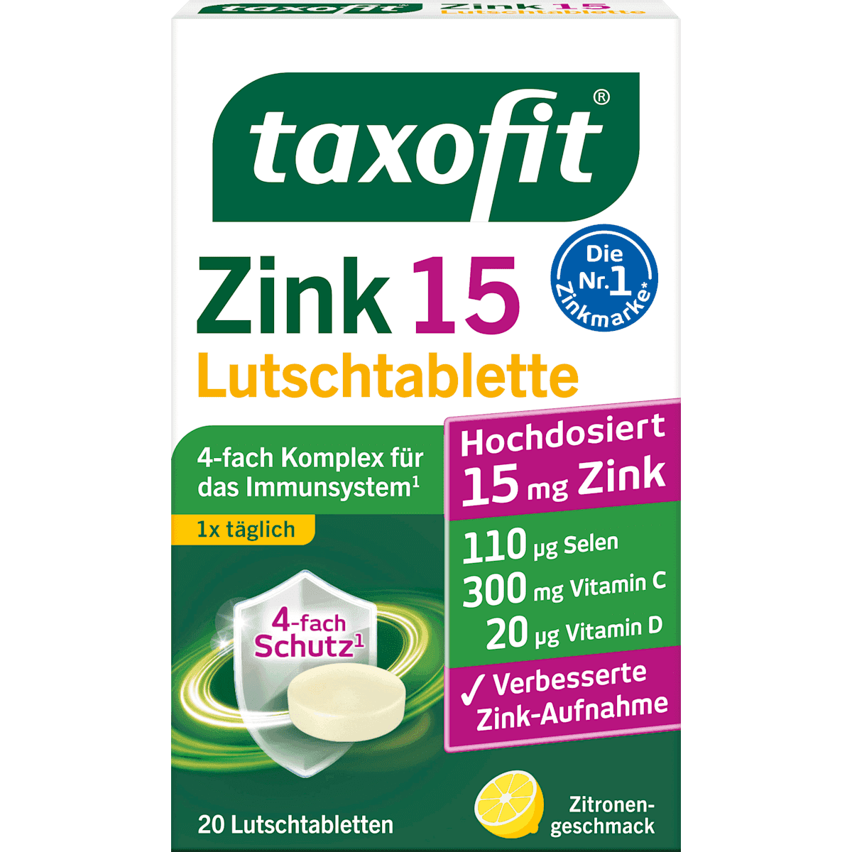 taxofit Zinc pastilles à sucer 20 pièces, 27 g (taxofit Zink Lutschtabletten 20 St, 27 g) — منتج ألماني أصلي في المغرب