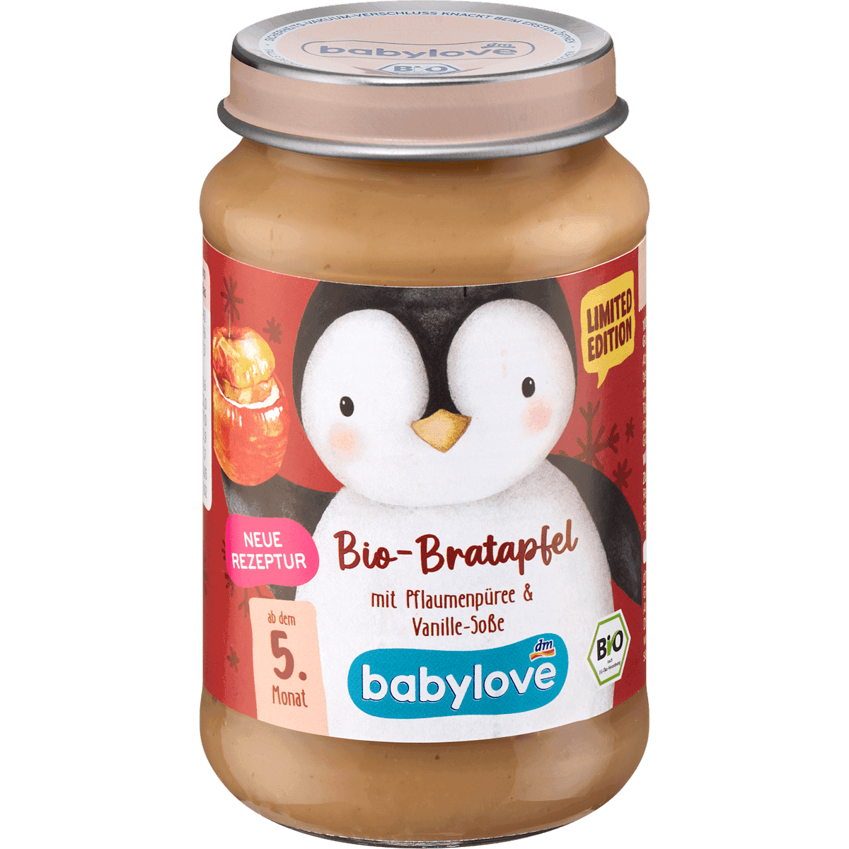 Babylove fruits pomme au four purée de prune & sauce vanille dès 5 mois, 190 g — produit allemand authentique au Maroc