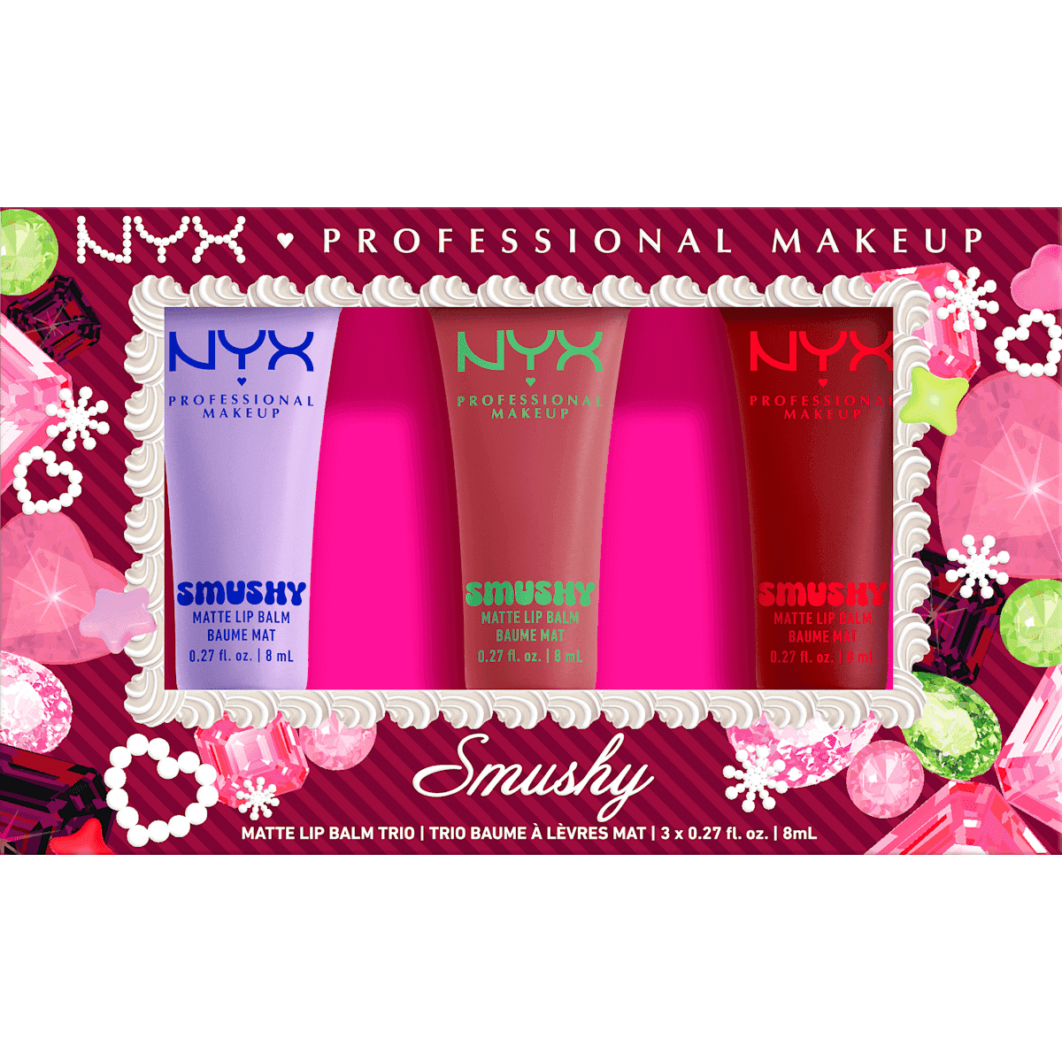 NYX PROFESSIONAL MAKEUP Baume à lèvres SetXMAS Smushy Trio Kit 3 pièces, 1 pièce — produit allemand authentique au Maroc