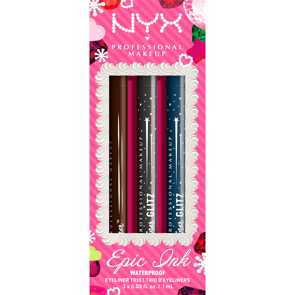 NYX PROFESSIONAL MAKEUP Coffret eyeliner XMAS Epic Ink Liner Trio 3 pièces, 3 ml — منتج ألماني أصلي في المغرب