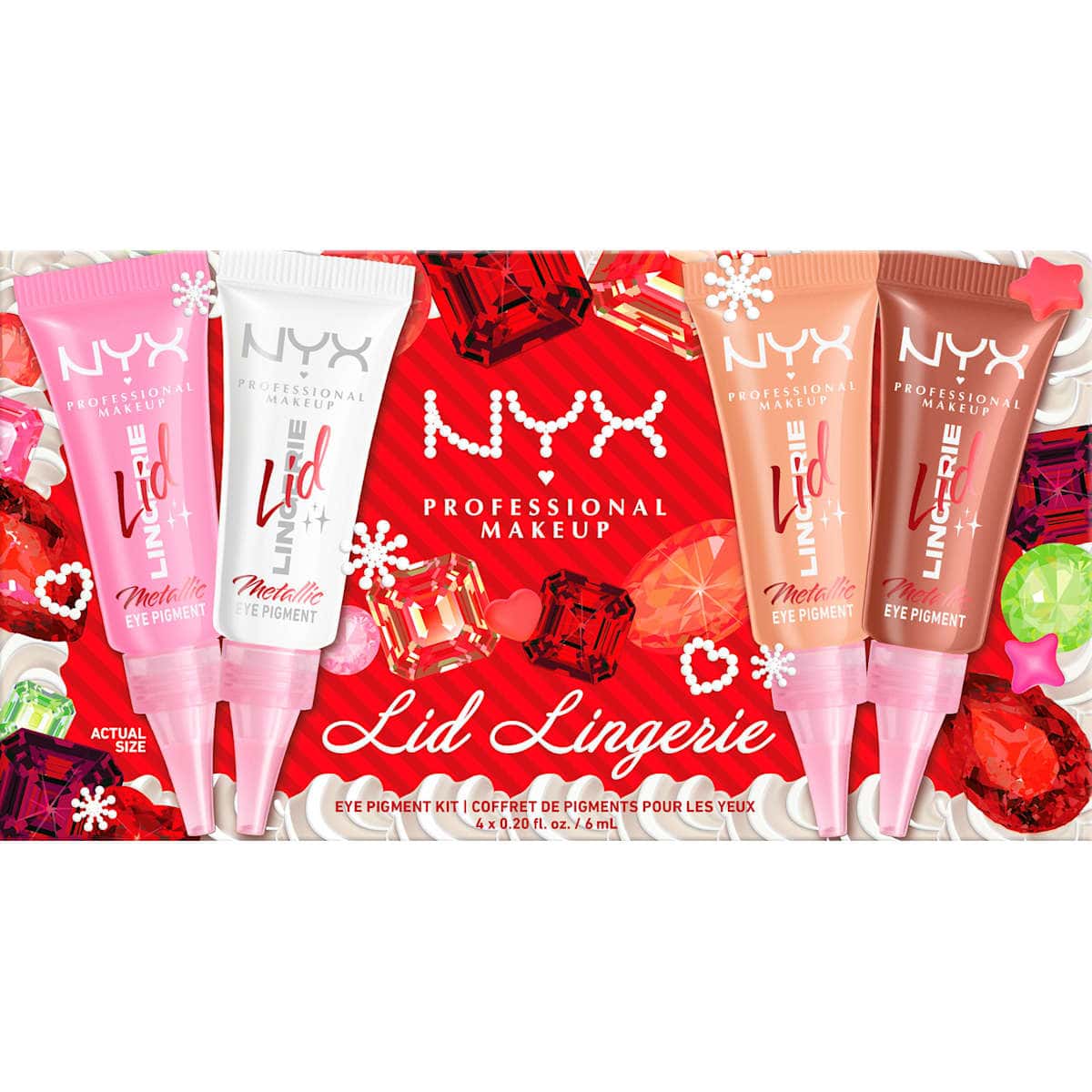 NYX PROFESSIONAL MAKEUP Coffret fards à paupières XMAS Lid Lingerie Set 4 pièces, 24 ml — produit allemand authentique au Maroc