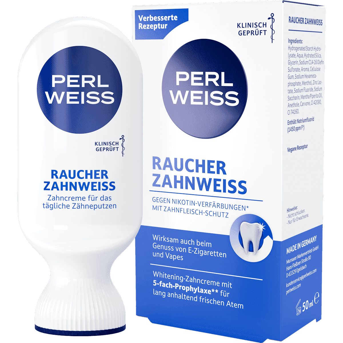 Perlweiss Toothpaste smokers' whitening, 50 ml — authentic German product in Morocco