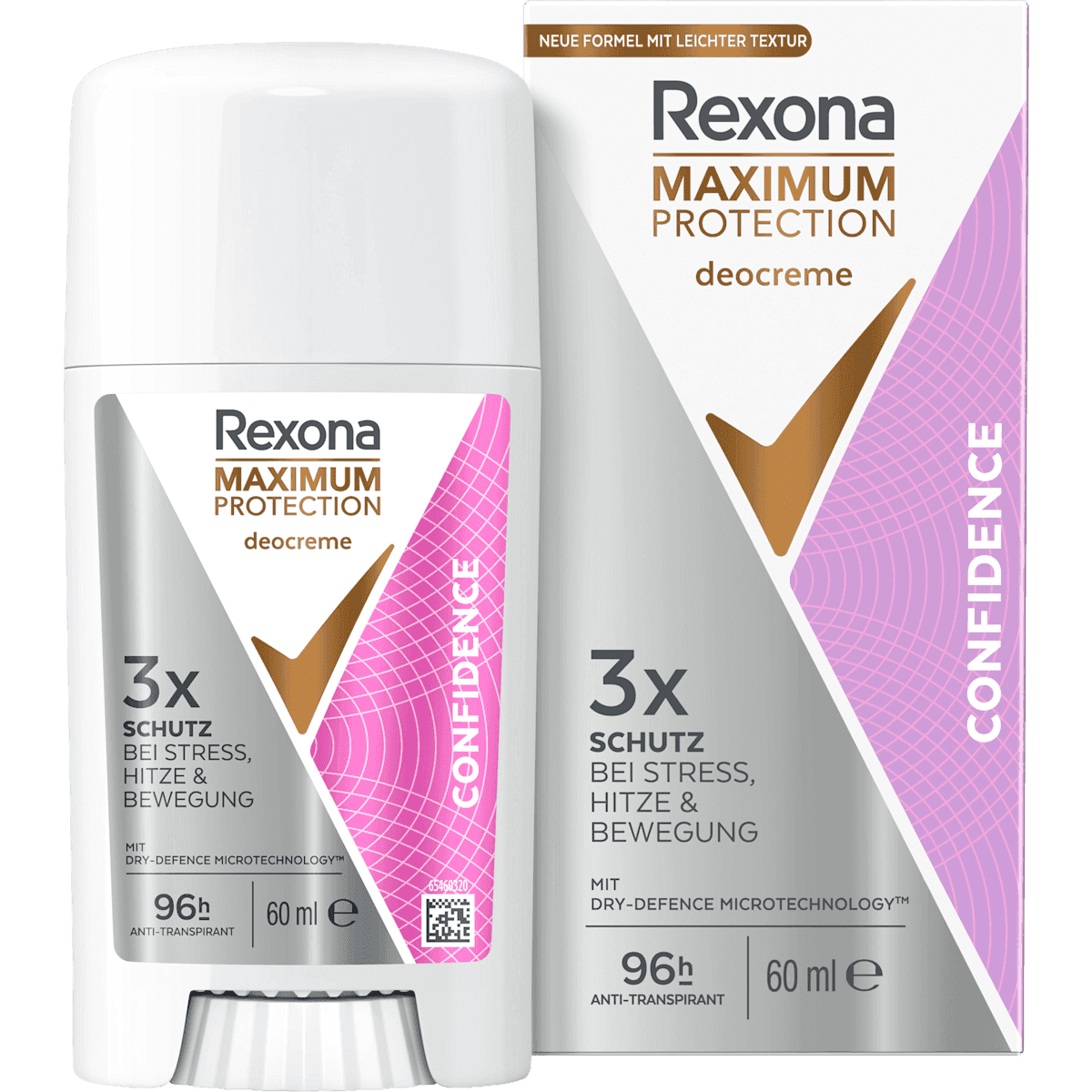 Rexona anti-transpirant Déodorant crème Maximum Protection Confidence, 60 ml (Rexona Antitranspirant Deocreme Maximum Protection Confidence, 60 ml) — produit allemand authentique au Maroc