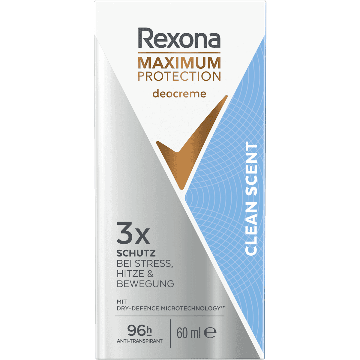 Rexona anti-transpirant Déodorant crème Maximum Protection Clean Scent, 60 ml (Rexona Antitranspirant Deocreme Maximum Protection Clean Scent, 60 ml) — produit allemand authentique au Maroc