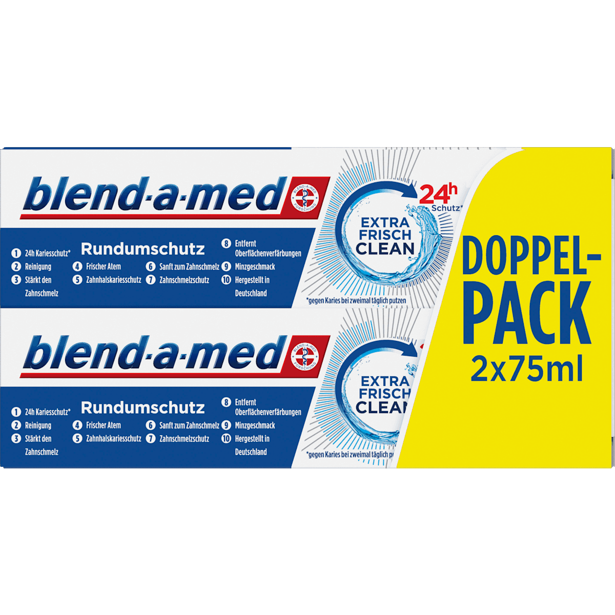 blend-a-med Dentifrice extra frais Clean lot de 2 (2x75ml), 150 ml (blend-a-med Zahnpasta Extra Frisch Clean Doppelpack (2x75ml), 150 ml) — produit allemand authentique au Maroc