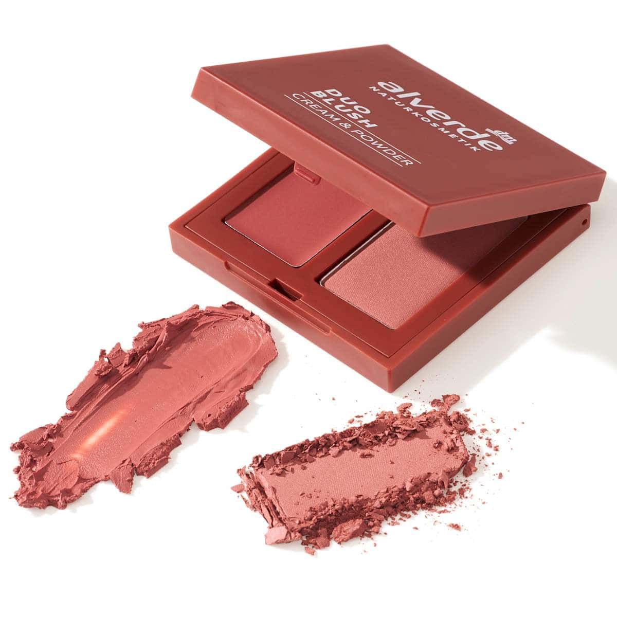 alverde NATURKOSMETIK Blush Palette Duo Cream & Powder 20 Pretty Terra, 2 g — produit allemand authentique au Maroc