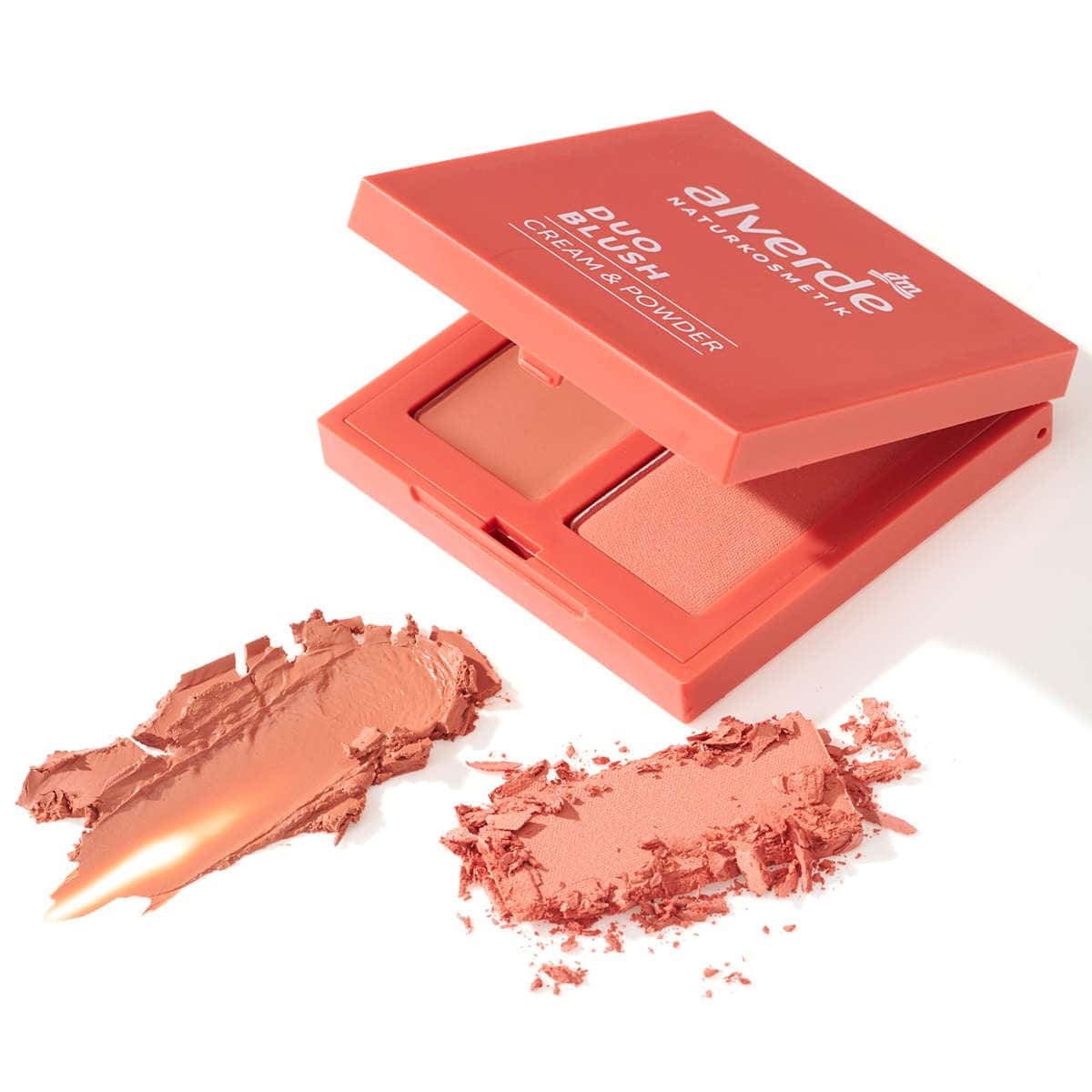 alverde NATURKOSMETIK Blush Palette Duo Cream & Powder 30 Coral Cloud, 2 g — produit allemand authentique au Maroc