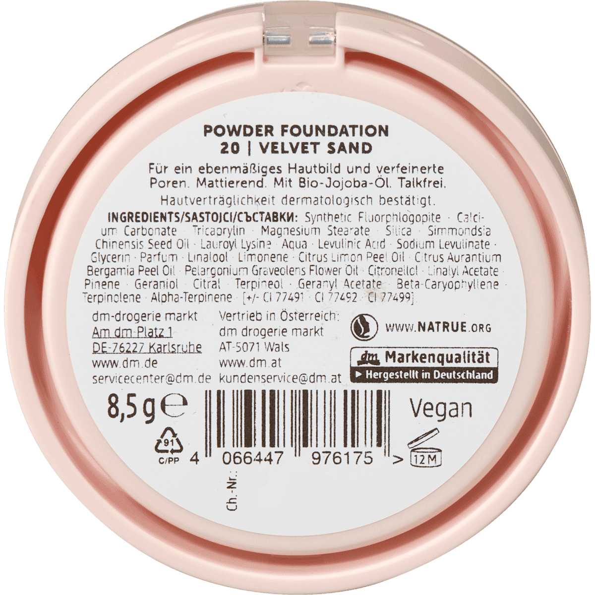 alverde NATURKOSMETIK Powder Foundation Natural Finish 20 Velvet Sand, 8,5 g — produit allemand authentique au Maroc