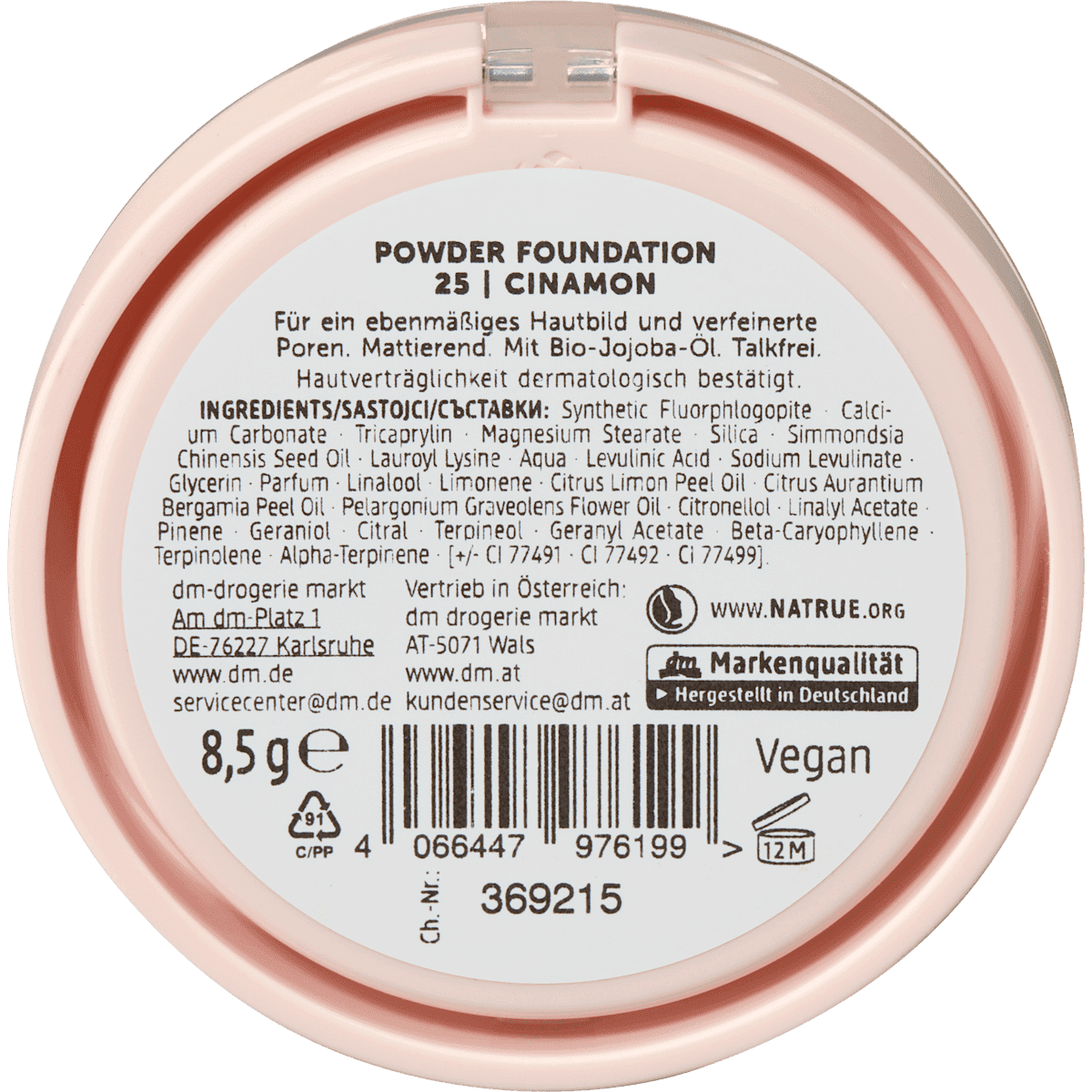 alverde NATURKOSMETIK Powder Foundation Natural Finish 25 Cinamon, 8,5 g — authentic German product in Morocco