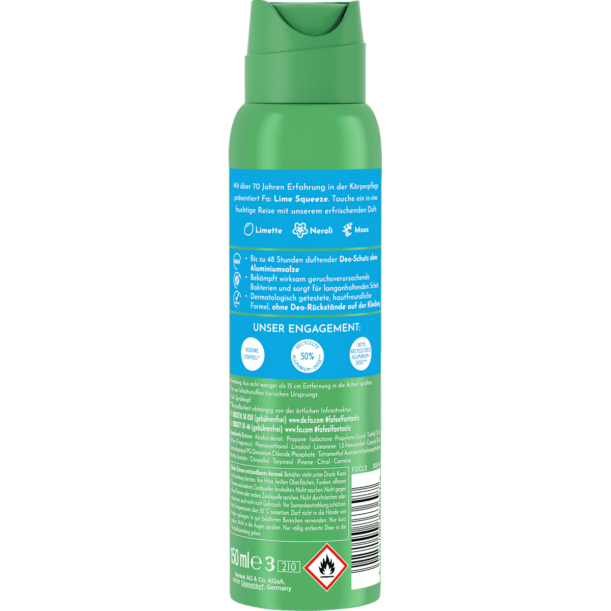 Fa Déodorant spray Fresh Lime Squeeze, 150 ml (Fa Deospray Fresh Lime Squeeze, 150 ml) — منتج ألماني أصلي في المغرب
