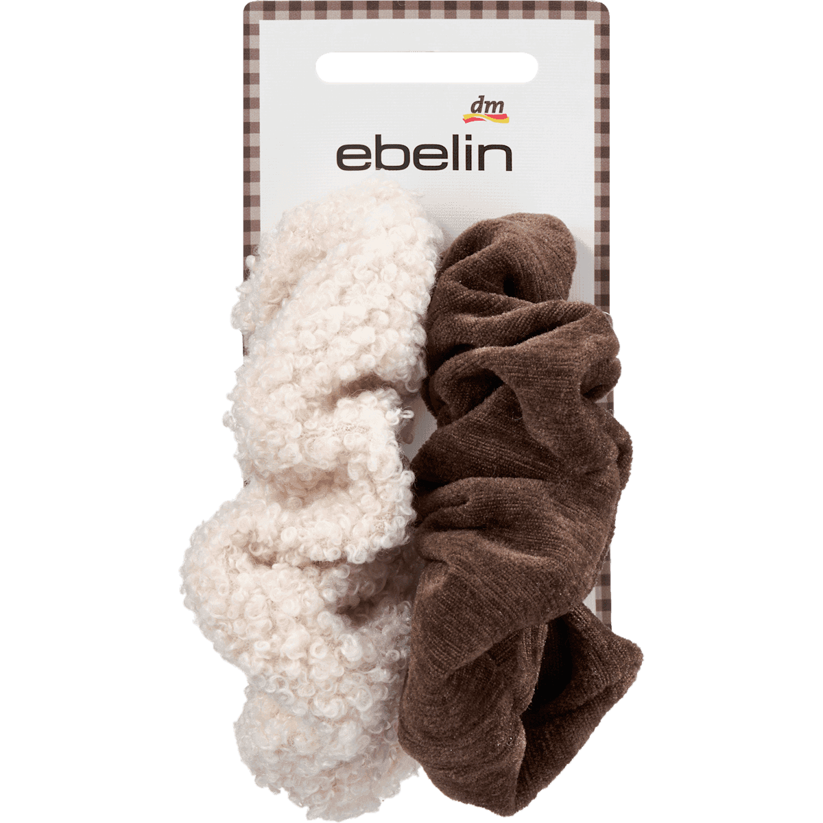 ebelin Chouchous Teddystoff & Cord, beige/brun, 2 pièces (ebelin Scrunchies Teddystoff & Cord, beige/braun, 2 St) — produit allemand authentique au Maroc