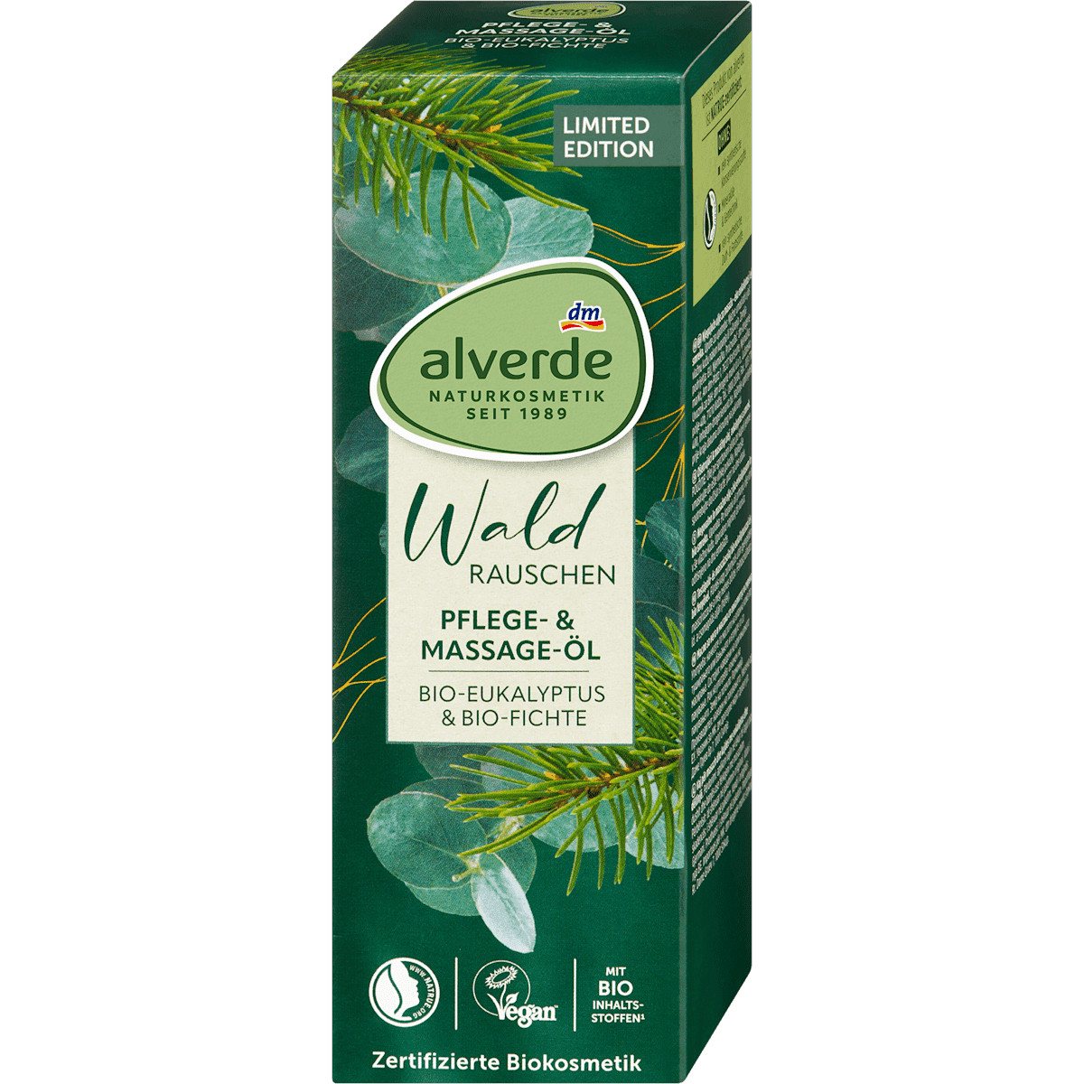 alverde NATURKOSMETIK Pflege- et Huile de massage eucalyptus + Fichte, 100 ml (alverde NATURKOSMETIK Pflege- und Massageöl Eukalyptus + Fichte, 100 ml) — produit allemand authentique au Maroc