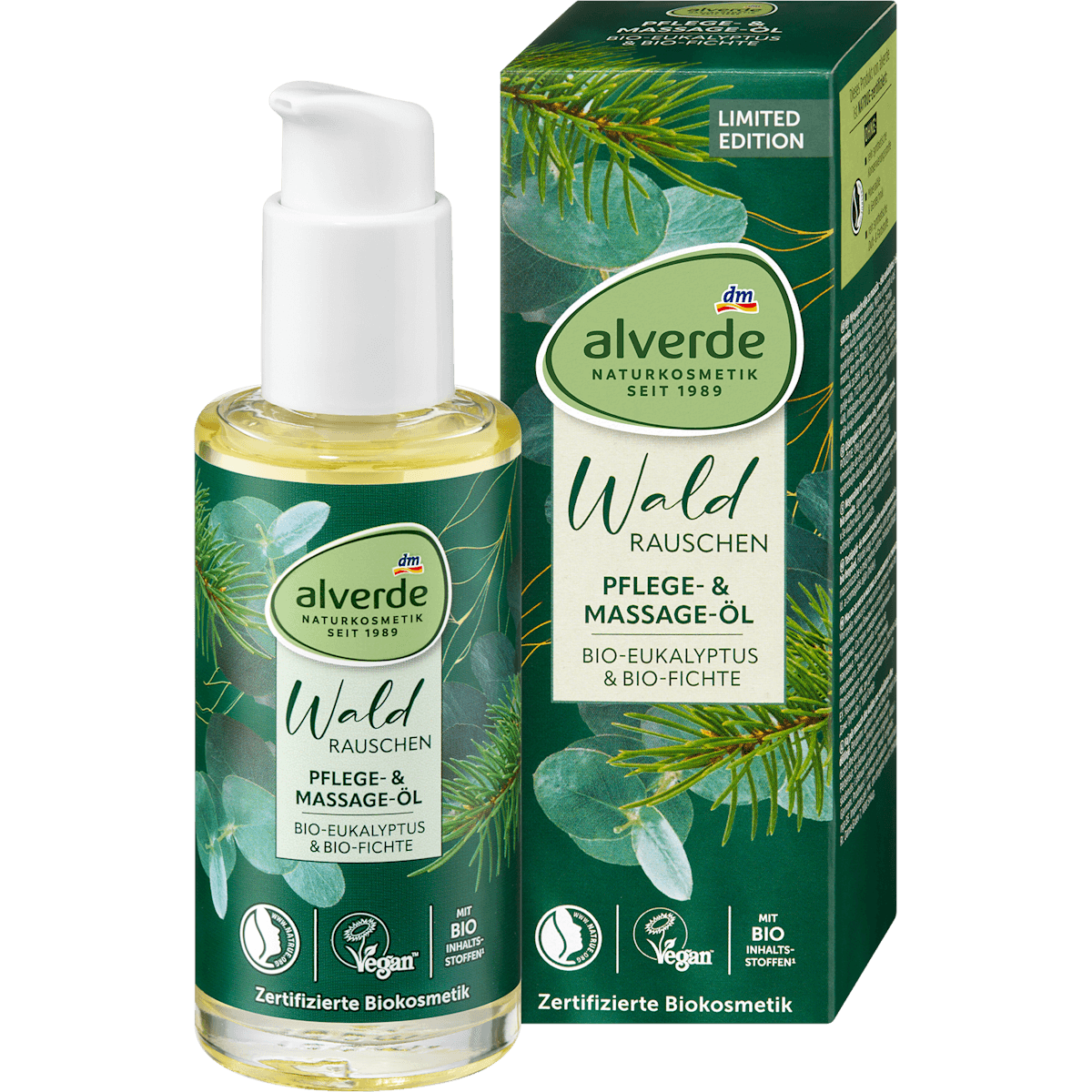 alverde NATURKOSMETIK Pflege- et Huile de massage eucalyptus + Fichte, 100 ml — produit allemand authentique au Maroc