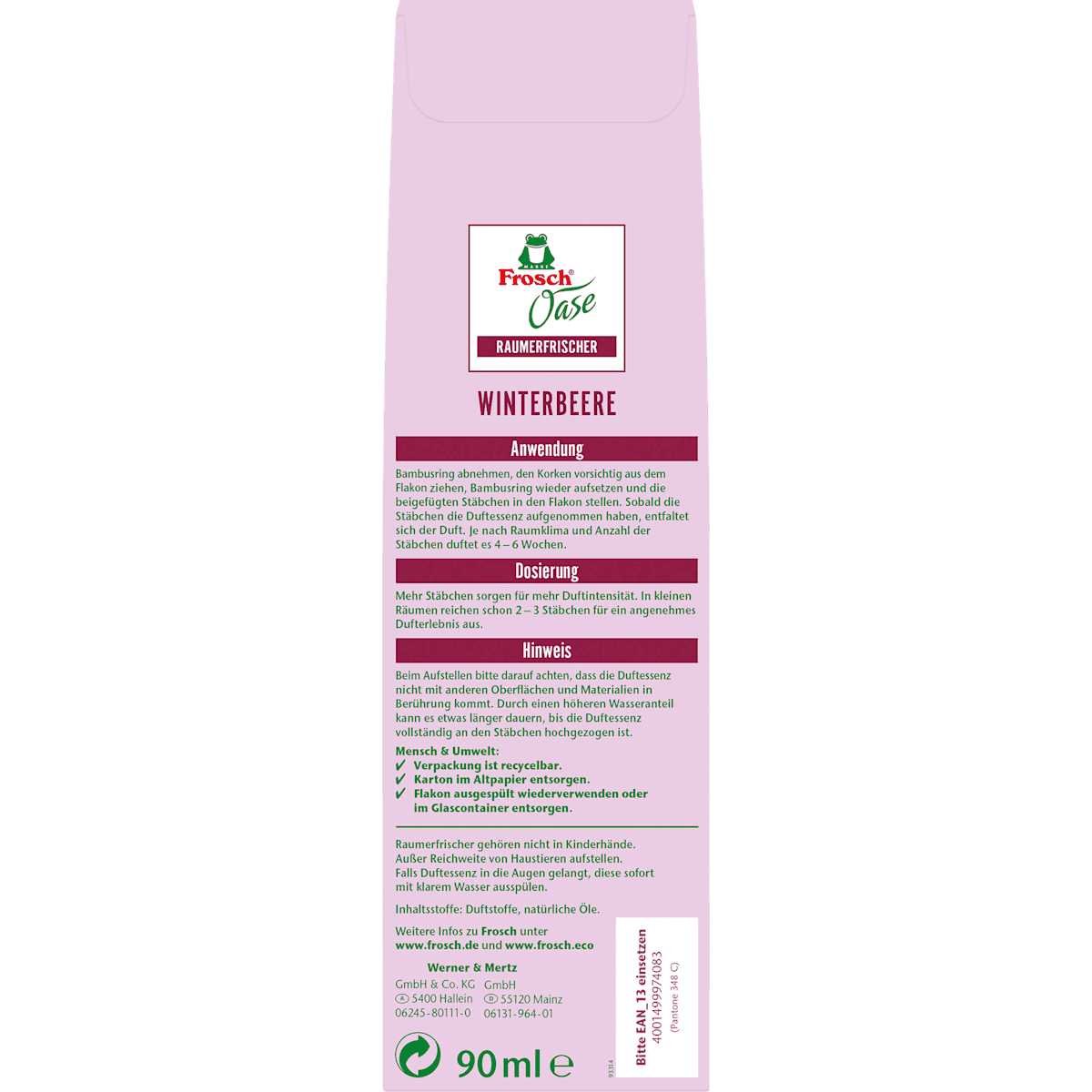 Frosch désodorisant baie d'hiver, 90 ml (Frosch Raumerfrischer Winterbeere, 90 ml) — produit allemand authentique au Maroc