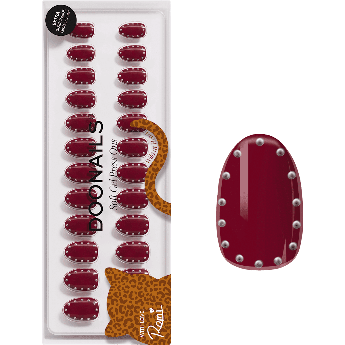 Doonails faux ongles, Soft Gel Press Ons Rock It Red Short Round, 30 pièces — produit allemand authentique au Maroc