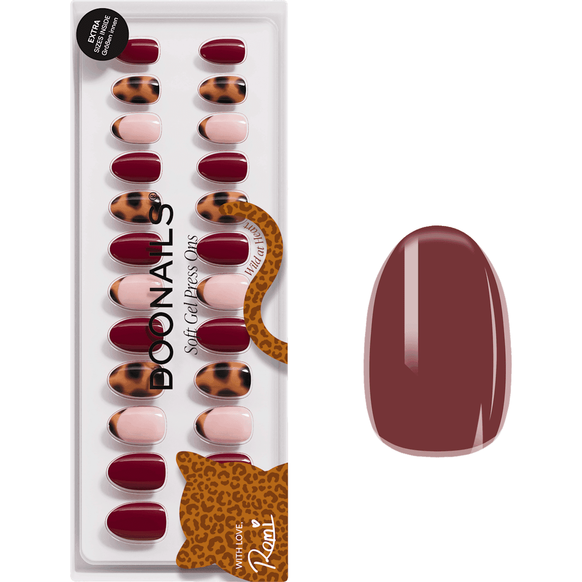 Doonails faux ongles, Soft Gel Press Ons Leo Love Short Round, 30 pièces — produit allemand authentique au Maroc
