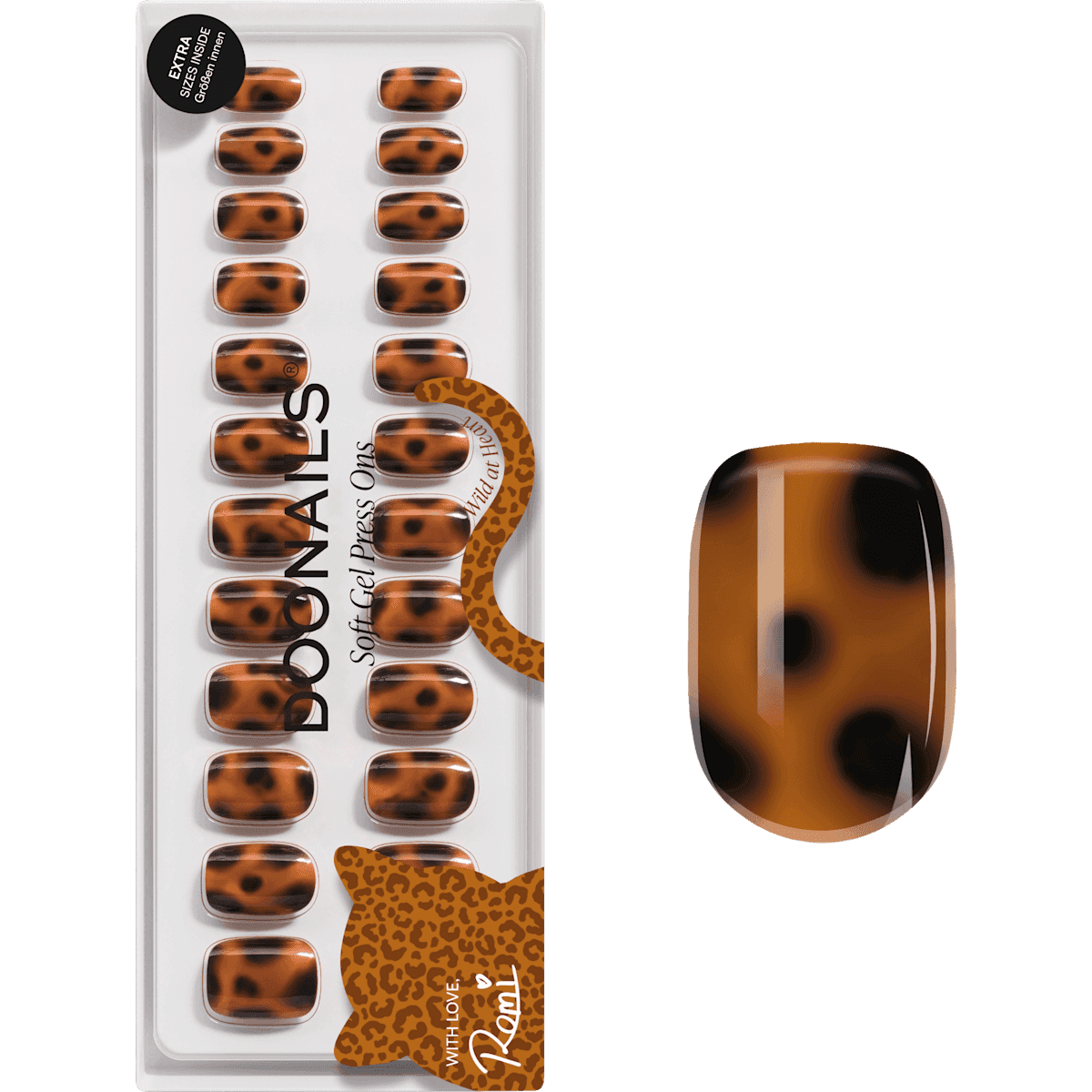 Doonails faux ongles, Soft Gel Press Ons Wild Heart Extra Short Square, 30 pièces — produit allemand authentique au Maroc