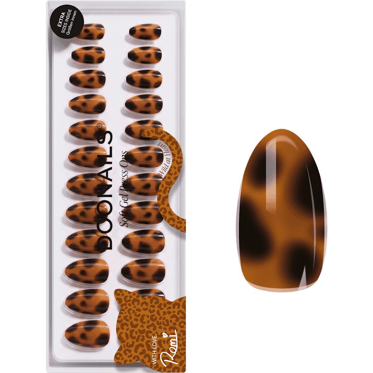 Doonails faux ongles, Soft Gel Press Ons Wild Heart Short Almond, 30 pièces — produit allemand authentique au Maroc