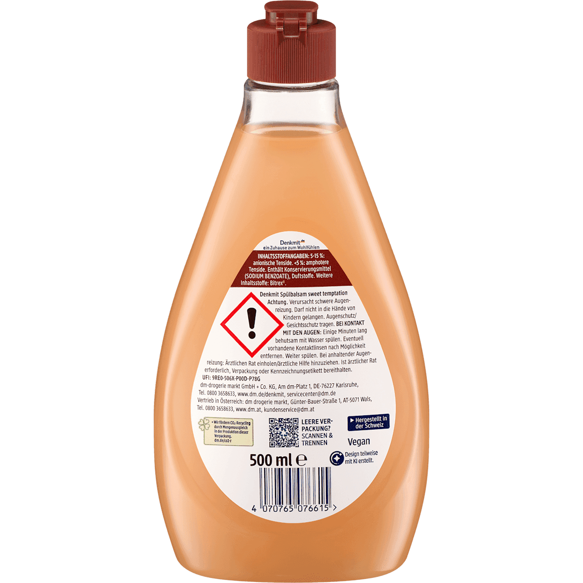 Denkmit Liquide vaisselle baume Sweet Temptation, 500 ml (Denkmit Spülbalsam Sweet Temptation, 500 ml) — produit allemand authentique au Maroc