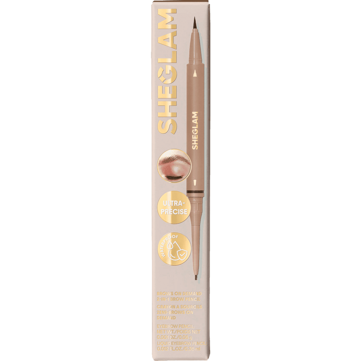 SHEGLAM brow pencil Brows On Demand 2-in-1 03 taupe, 0,05 g (SHEGLAM Augenbrauenstift Brows On Demand 2-in-1 03 Taupe, 0,05 g) — authentic German product in Morocco