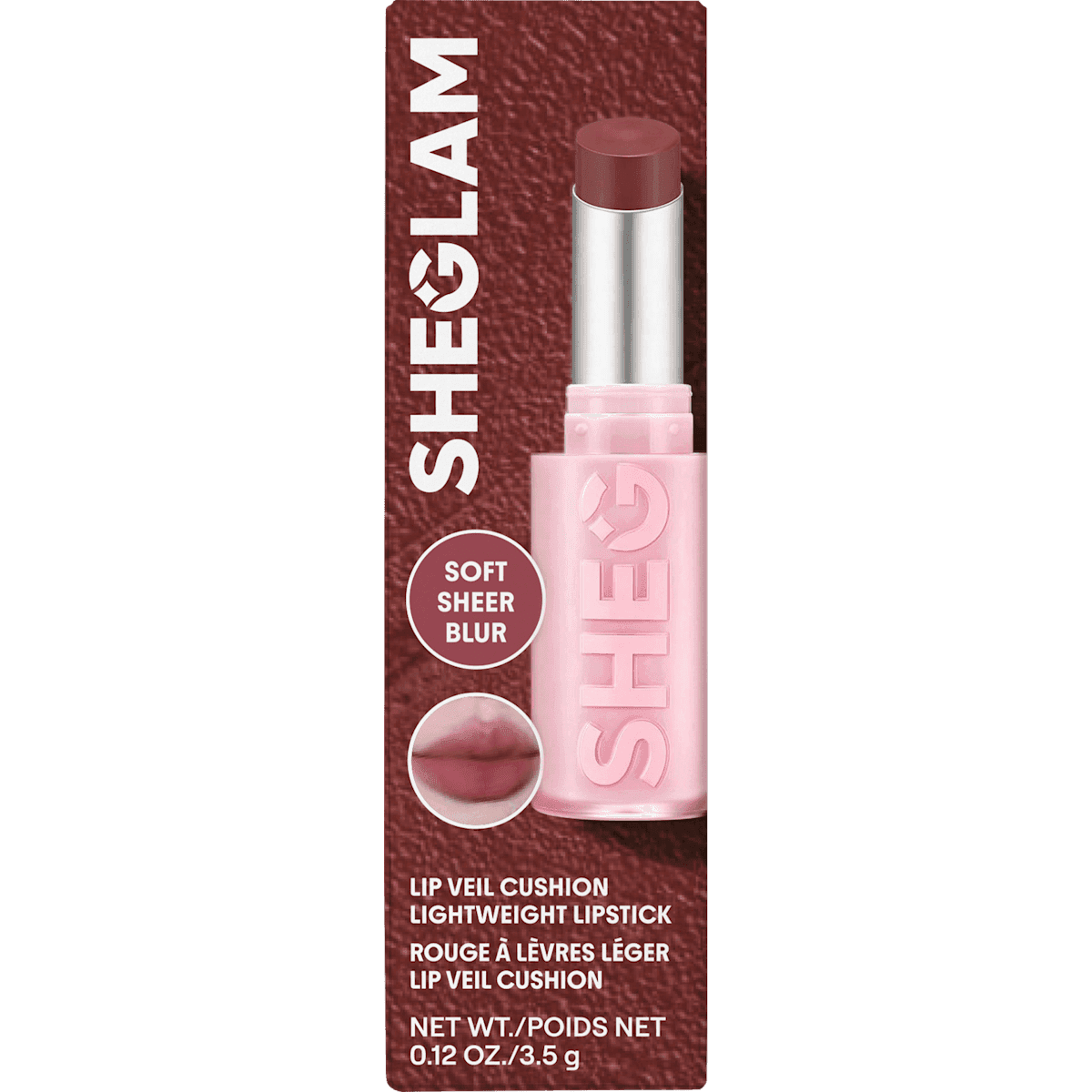 SHEGLAM Rouge à lèvres Lip Veil Cushion Lightweight 111 High Key, 3,5 g (SHEGLAM Lippensitft Lip Veil Cushion Lightweight 111 High Key, 3,5 g) — produit allemand authentique au Maroc