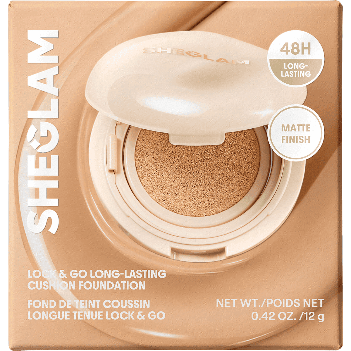 SHEGLAM Foundation Lock & Go Long-Lasting Cushion Shell, 12 g — produit allemand authentique au Maroc