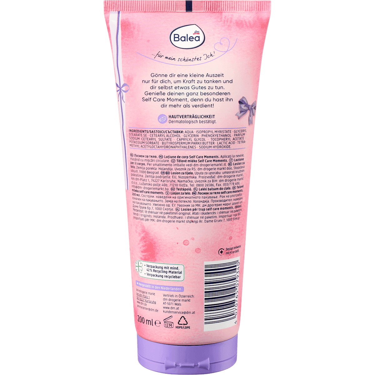 Balea Lait corporel Self Care Moments, 200 ml (Balea Bodylotion Self Care Moments, 200 ml) — produit allemand authentique au Maroc