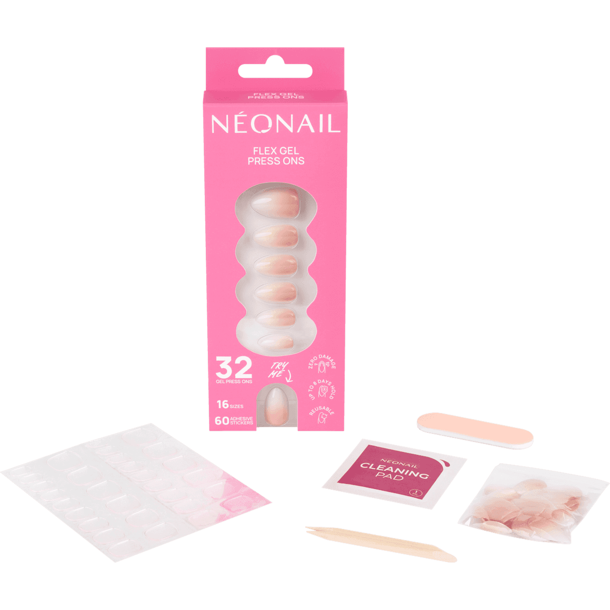 NÉONAIL Press Ons Baby Boomer rose Medium Almond, 32 pièces — produit allemand authentique au Maroc