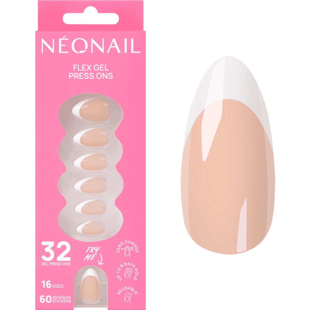 NÉONAIL Press Ons Perfect French Medium Almond, 32 pièces (NÉONAIL Press Ons Perfect French Medium Almond, 32 St) — produit allemand authentique au Maroc