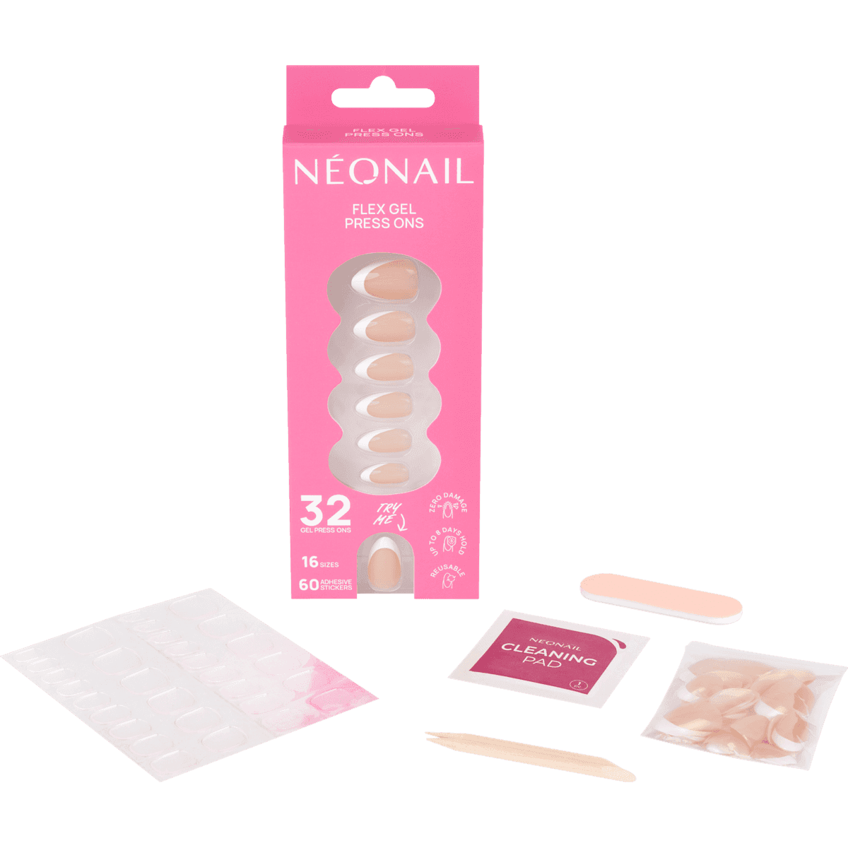NÉONAIL Press Ons Perfect French Medium Almond, 32 pièces — produit allemand authentique au Maroc