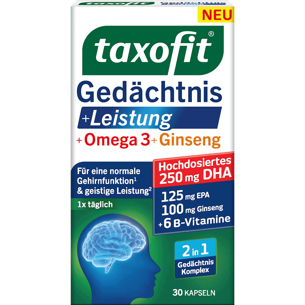 taxofit Mémoire + Performance gélules, 31,2 g (taxofit Gedächtnis + Leistung Kapseln, 31,2 g) — منتج ألماني أصلي في المغرب