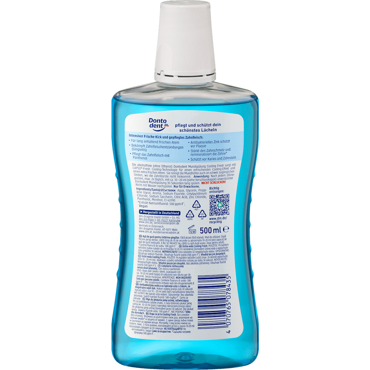 Dontodent Bain de bouche cooling fresh, 500 ml (Dontodent Mundspülung cooling fresh, 500 ml) — produit allemand authentique au Maroc