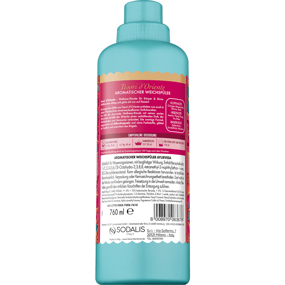 Tesori d'Oriente Assouplissant Ayurveda 42lavages, 760 ml (Tesori d'Oriente Weichspüler Ayurveda 42Wl, 760 ml) — authentic German product in Morocco