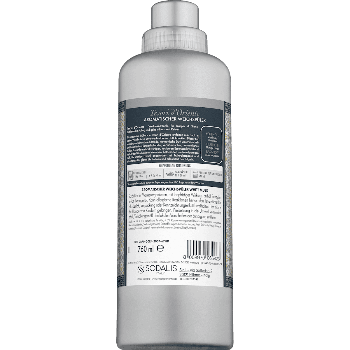 Tesori d'Oriente Assouplissant White Musk 42lavages, 760 ml (Tesori d'Oriente Weichspüler White Musk 42WL, 760 ml) — authentic German product in Morocco
