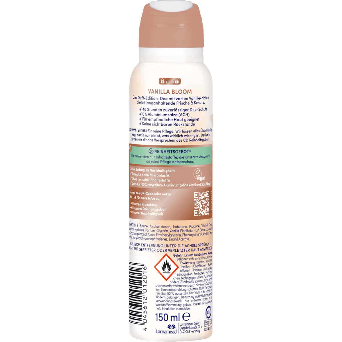 CD Déodorant spray Vanilla Bloom, 150 ml (CD Deospray Vanilla Bloom, 150 ml) — produit allemand authentique au Maroc