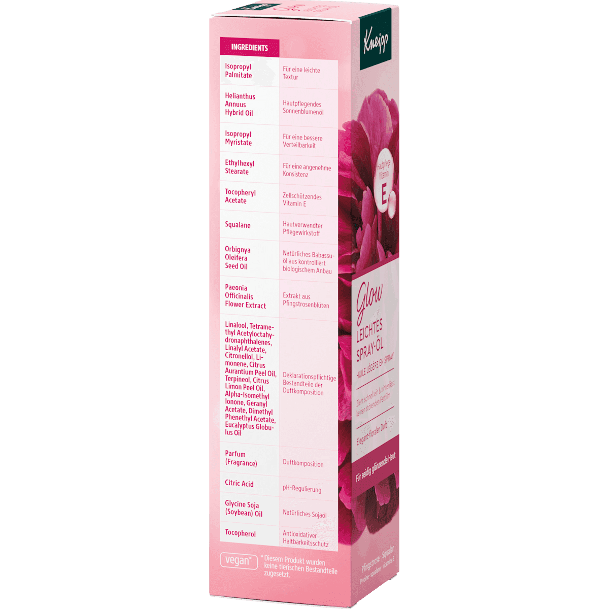Kneipp Huile corporelle huile légère en spray Glow, 100 ml (Kneipp Körperöl leichtes Spray-Öl Glow, 100 ml) — produit allemand authentique au Maroc