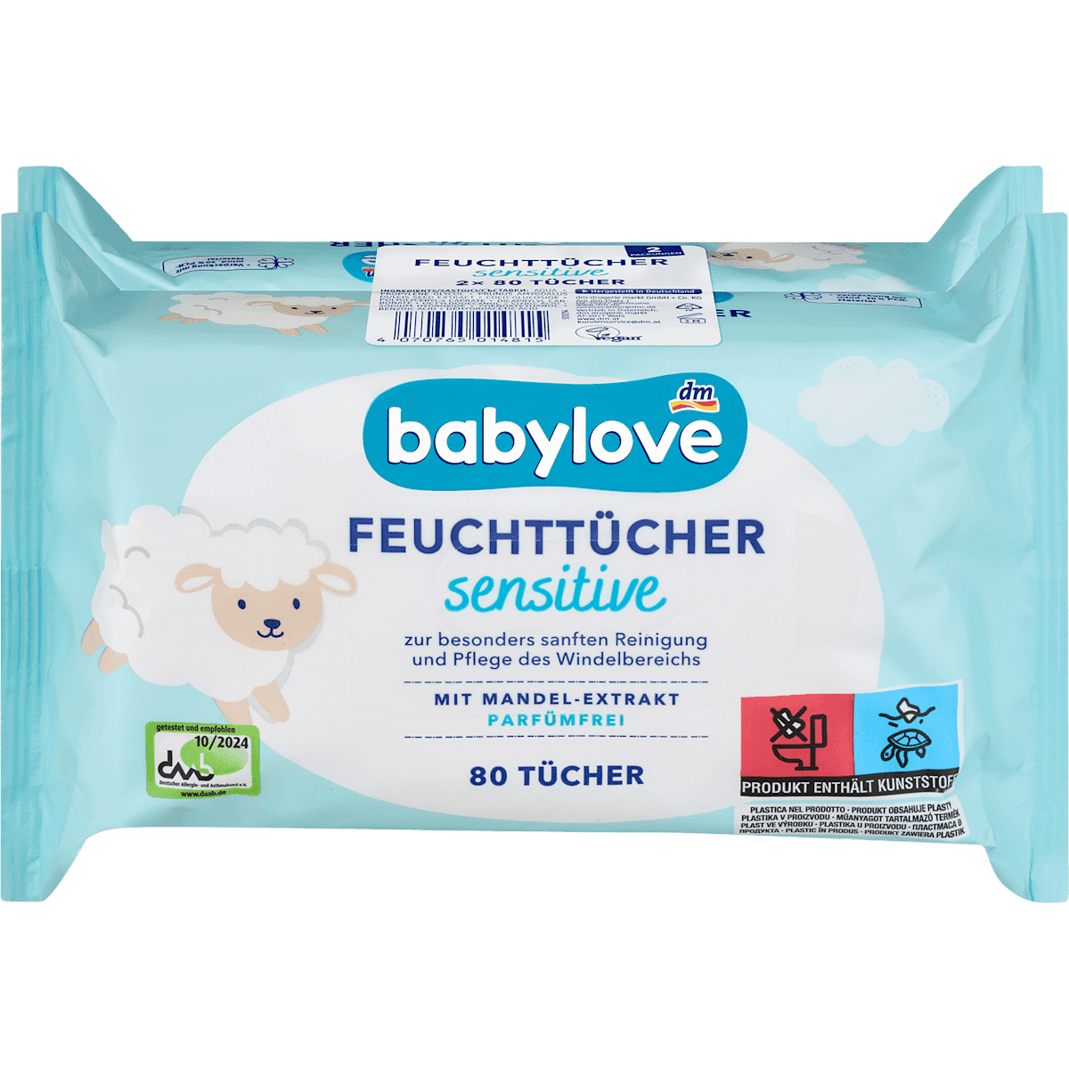 babylove Lingettes sensitive 2x80 pièces 160 pièces — produit allemand authentique au Maroc