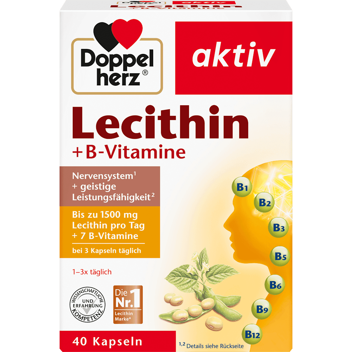 Doppelherz Lecithin + B-Vitamine gélules 40 pièces, 41,6 g — produit allemand authentique au Maroc
