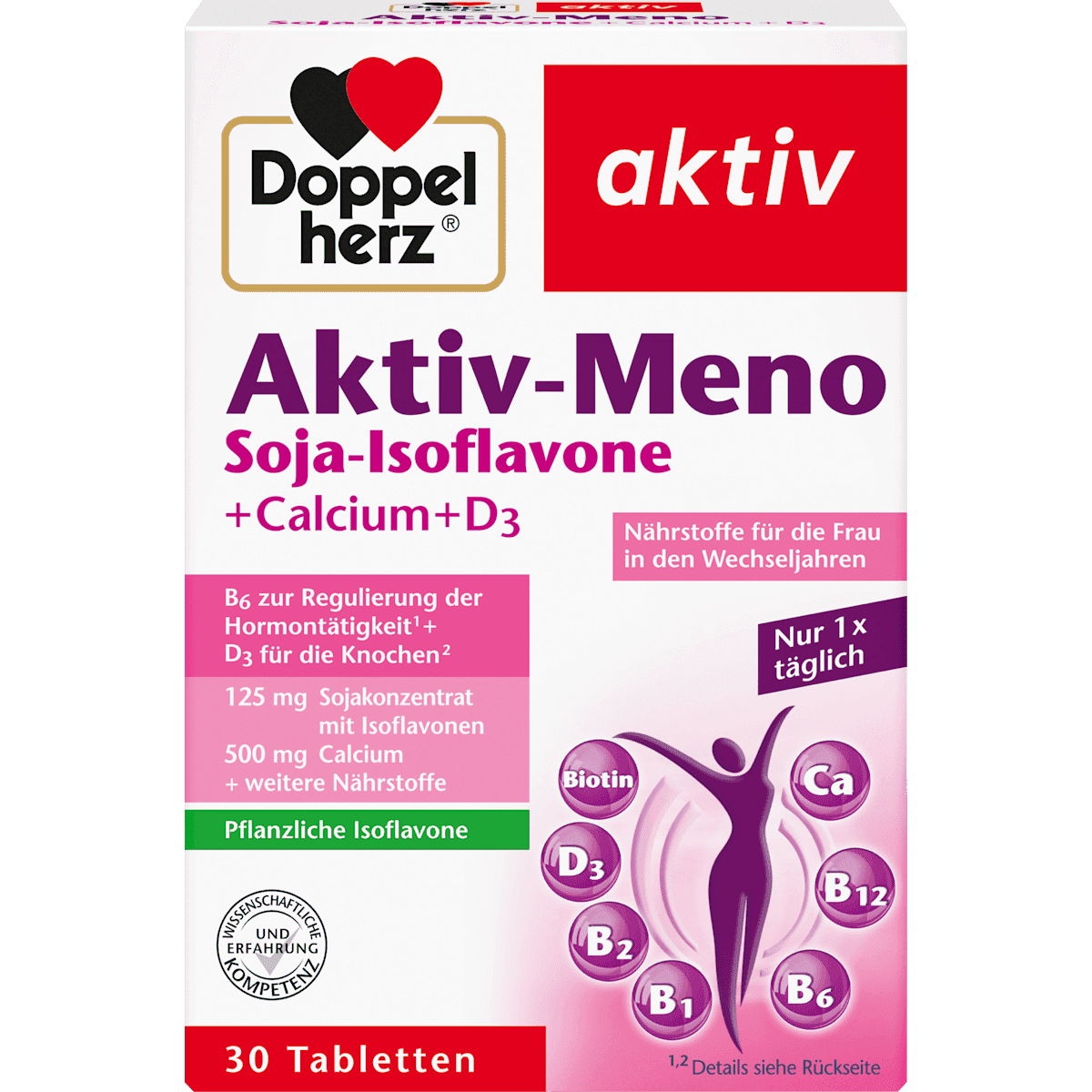 Doppelherz Aktiv-Meno Soja-Isoflavone + Calcium + Vitamine D3 comprimés 30 pièces, 52,1 g — produit allemand authentique au Maroc