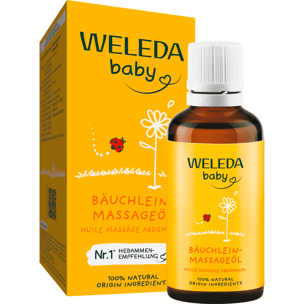 Weleda Bébé Huile de massage petit ventre, 50 ml — produit allemand authentique au Maroc